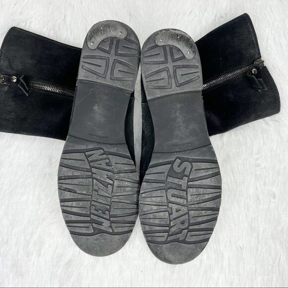 STUART WEITZMAN / Duluth black suede leopard fold over boots / 7.5 - Picture 7 of 9